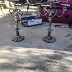 Pair Of 5 Arm Candle Holders/Candelabra