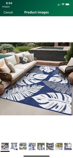 GAOMON Outdoor Plastic Straw Rug 9x18 Waterproof Patio Rug Reversible Camping Mat, Foldable Portable RV Picnic Carpet with Bag & 4 Stakes, UV Resistan