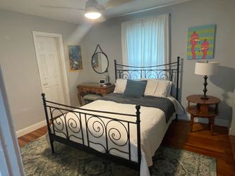 Black queen bed frame and mattress