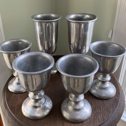 6 Vintage Wilton Pewter Goblets
