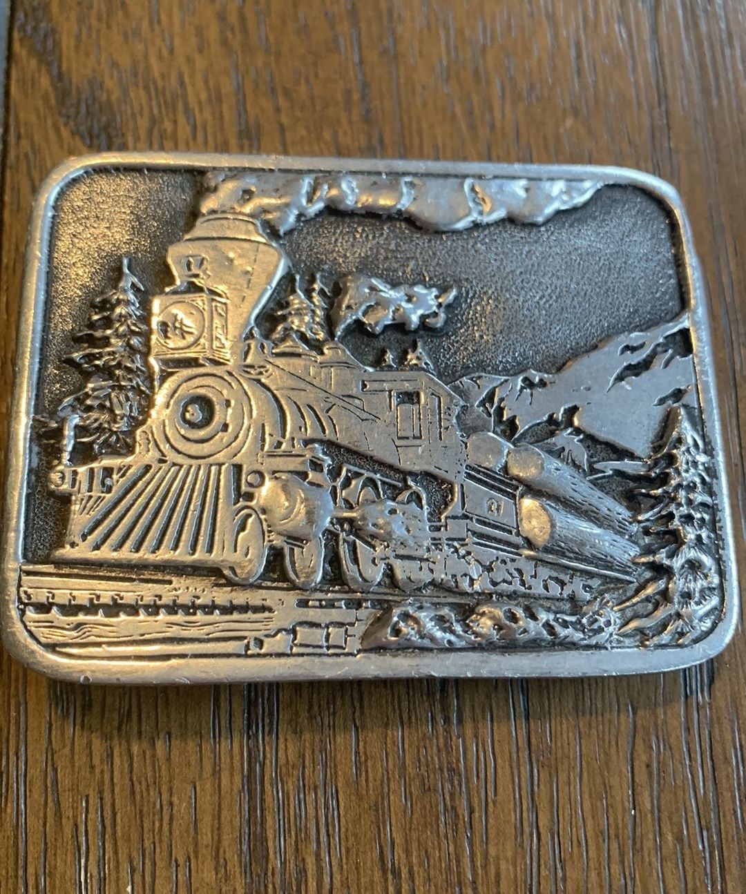 Vintage 1976 Adezy West Series Logging Train Belt Buckle