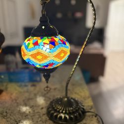 Stained Glass Swan Neck Lamp