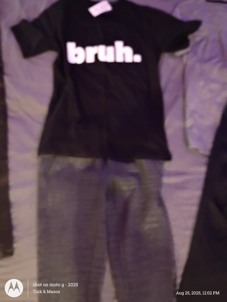 THE CHILDREN'S PLACE JOGGER PANTS AND T-SHIRTS THAT SAYS BRUH