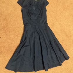 New Xs navy blue short retro vintage flair dress 