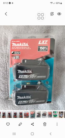 Genuine OEM 2 Two Dos Makita 18 Volt 18v 18 Lithium Ion LXT Batteries Capacity Output 5.0 AH 5.0 Battery 5ah Ah Amp High Pilas Baterias