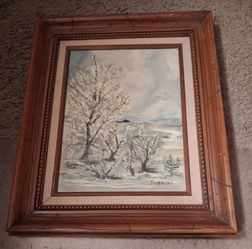 Bushini Signed Winter Landscape Oil Painting
