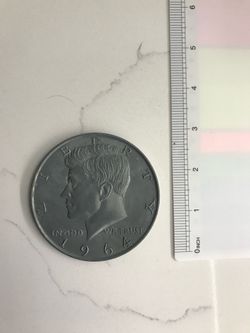 1964 Large Novelty 3" Metal JFK Half Dollar Coin