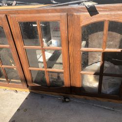 Nice Wooden Cupboard W Glass Windows