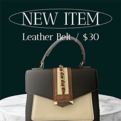 Anne Klein Black and Cream Satchel with Gold Chain