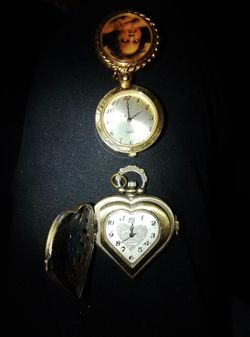 Vintage Locket Watch Lot – Cherub + Photo Locket – Untested