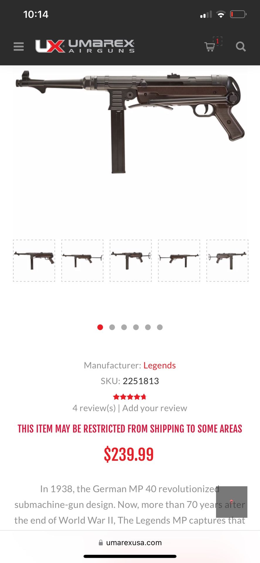 Umarex Legends MP Blowback All Metal Automatic Co2/ A4 automatic CO2 Business equipment