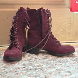 Saude Burgundy Boots With Laces And Zipper
