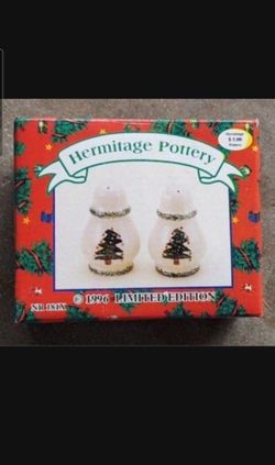 SALT AND PEPPER shakers Hermitage Pottery 1996 Limited Edition Vintage Collectible