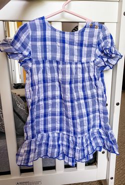 LIKE NEW- Zara Girls Size 2-3 Blue And White Plaid Dress (button Back)