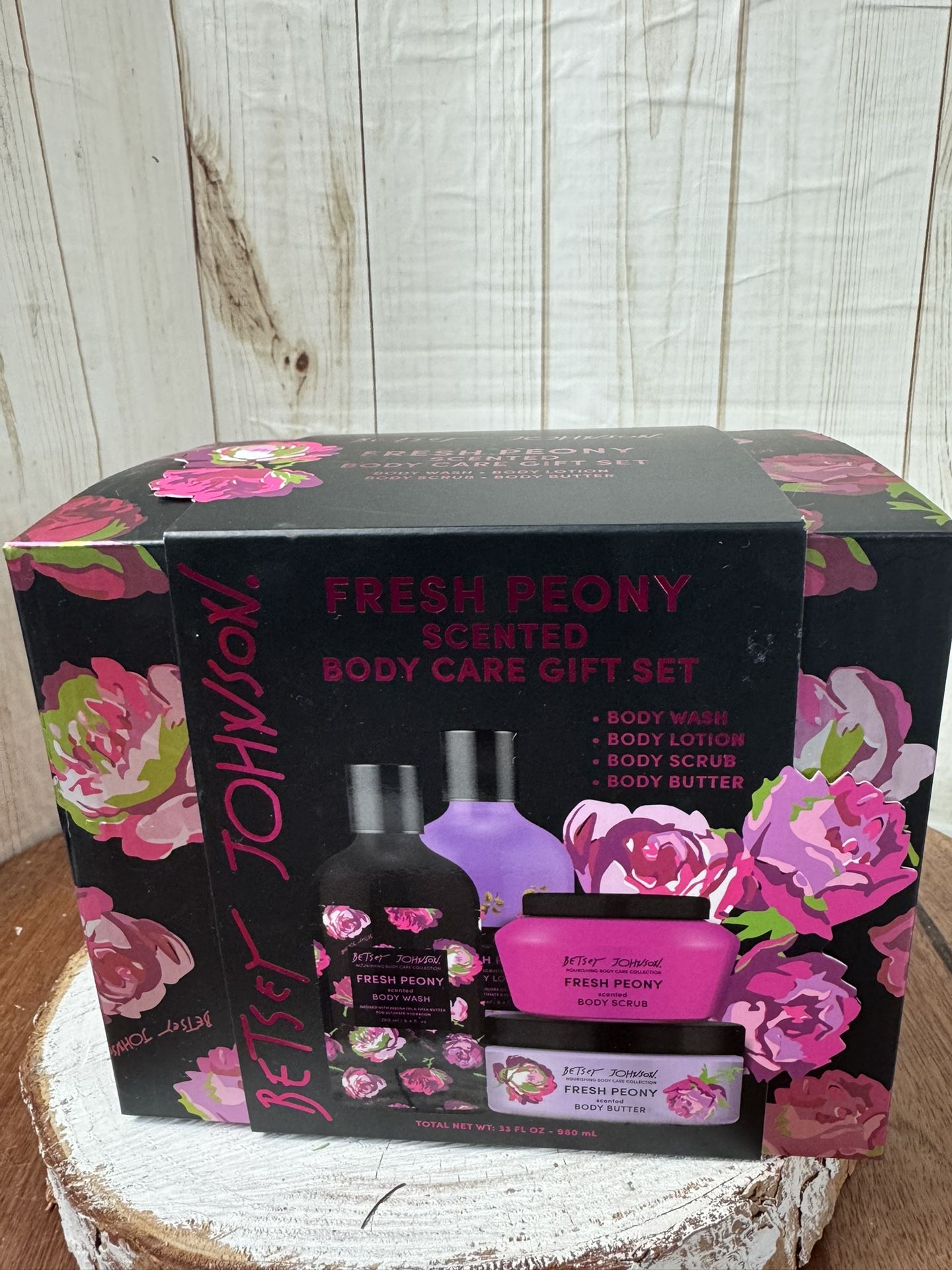 Betsy Johnson Fresh Peony Body Wash Set.