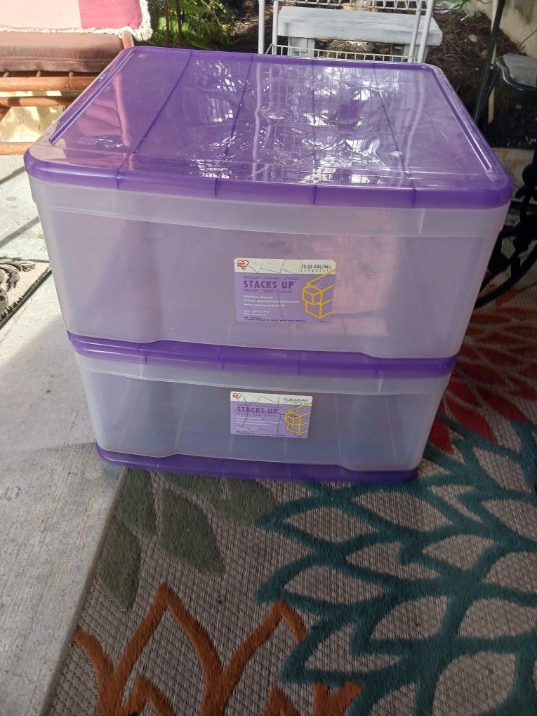 2 New Ex Larg Stackable Storage Bins 6 Firm Look My Post Alot Nice Items