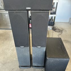 2 Polk Towers, 1 Center Channel & 1 Sub