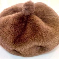Chic and Warm Winter Brown Faux Fur Beret