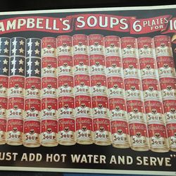 Campbells Soup Vintage Metal Sign American Flag 1910 Litho Repro Embossed Tin 
