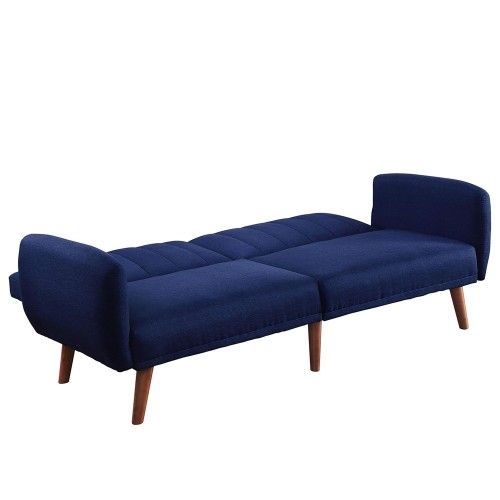 Linen Fabric Tufted Sofa Upholstery Adjustable Couch with Walnut Legs. Color: Blue, Green Or Gray