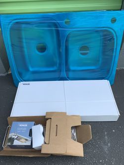 Kohler all in one kit sink faucet utility rack and sink strainer