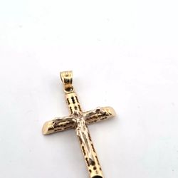 14k Solid Yellow Real Gold Cross Crucifix 3.0 Grams Religious Charm Medallion