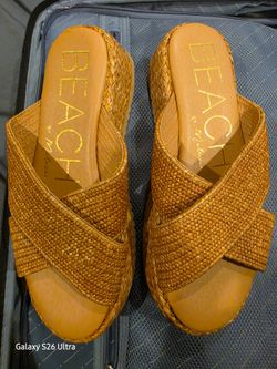 Beach by Matisse Woven Wedge Slide Sandals