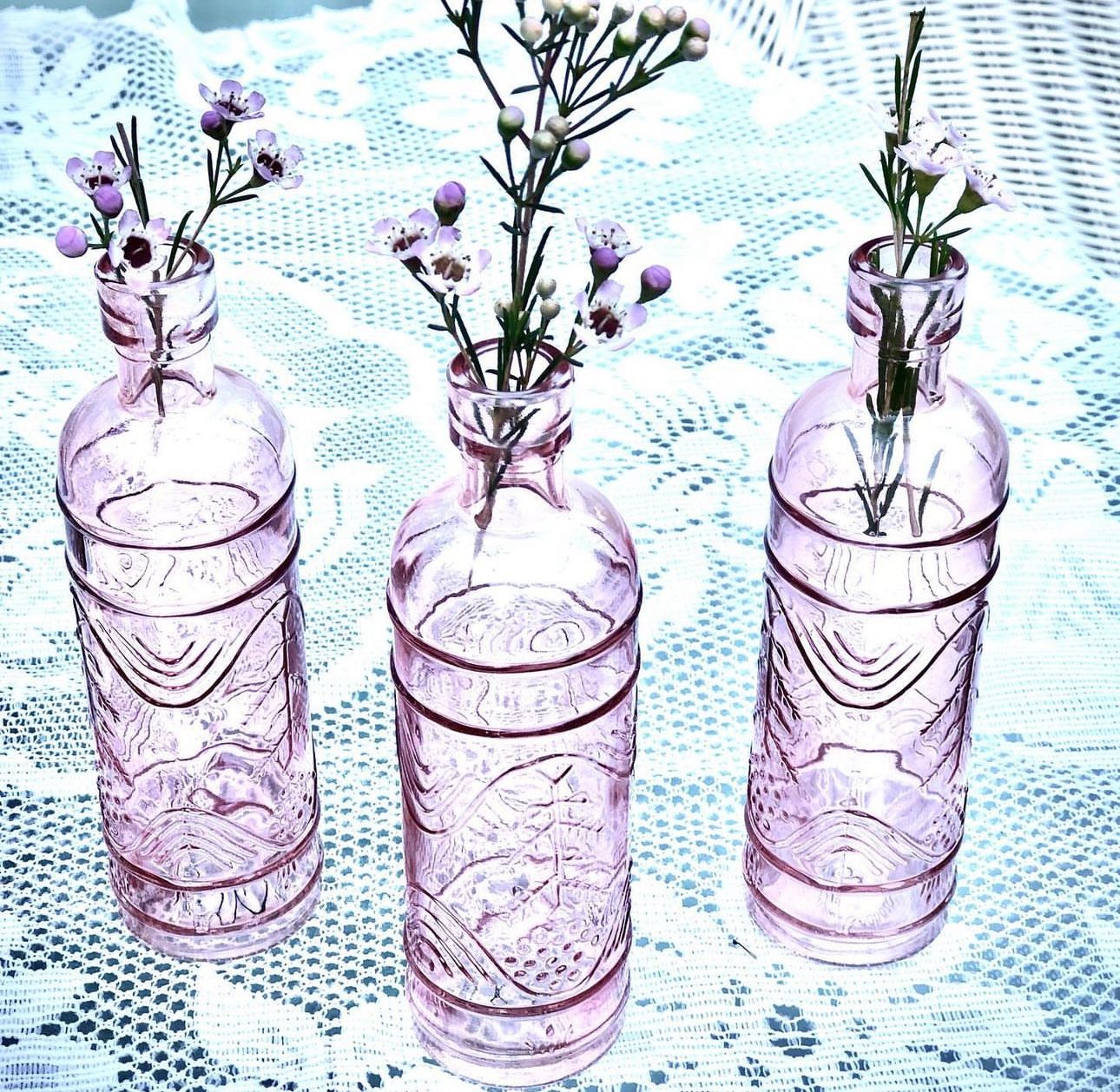 Pink Glass Bud Vases 