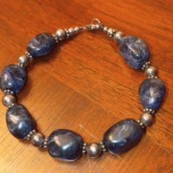 Blue Sodalite & 925 Sterling Silver Bracelet