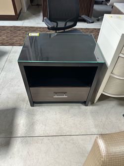 Nightstand with Glass Top and Drawer