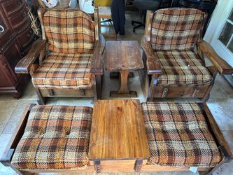 🪑 Vintage Rustic Solid Wood Living Room Set 🪑