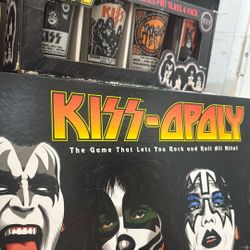 🎸 KISS Collectible Glass Cup Set + Monopoly Board Game – Bundle Deal 🎲