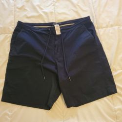 Navy Blue Drawstring Shorts Chaps Classic Drawstring Front Fly Button Closure