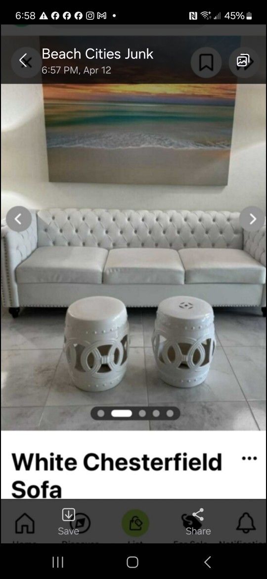 White Chesterfield Couch 