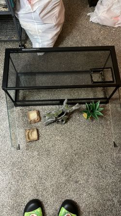 Glass Terrarium with swinging doors and accessories