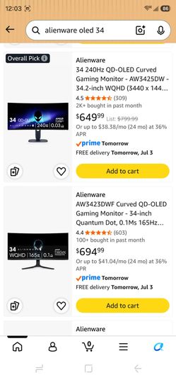 OLED ALIENWARE 👽        Alienware 34" 240Hz QD-OLED Curved Gaming Monitor  BRAND NEW IN BOX