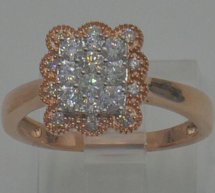 10KT ROSE GOLD RING SIZE 7 2.7 GRAMS 20 DIAMONDS 0.50PTS. 879054-3.