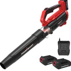 New PowerSmart 20V Cordless Leaf Blower with 2 Batteries and Charger, Blowers for Lawn Care, Snow Blowing & Yard Cleaning