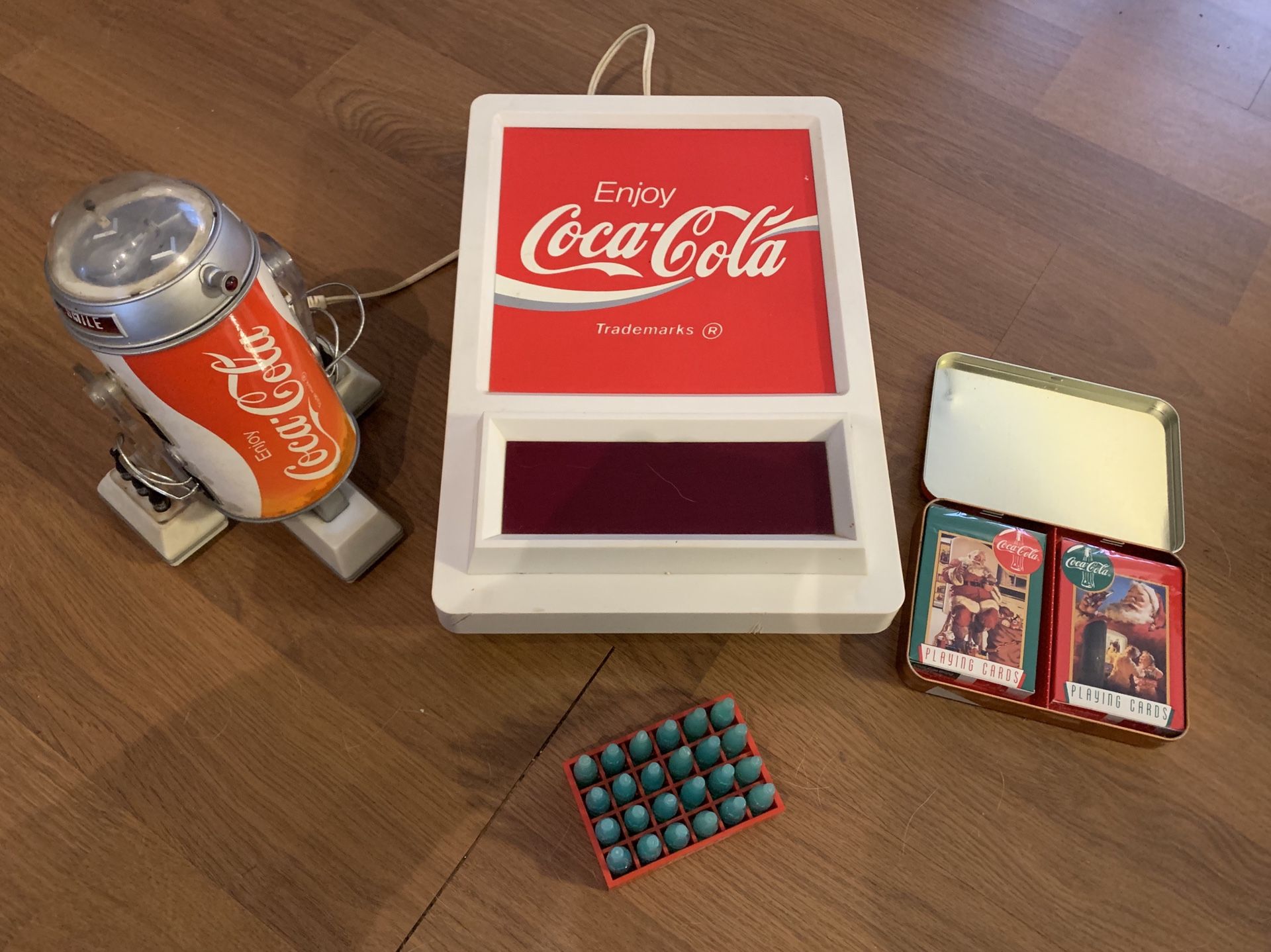 Coca-Cola Collector - Digital Clock, Robot, Playing Card Tin Set And Mini Case Of Bottles-