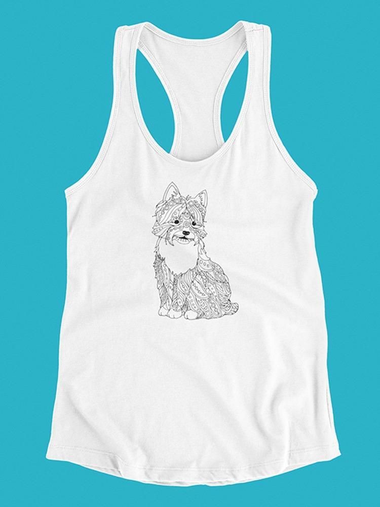 Smartprints Terrier Dog In Zentangle Tank Women's -Image by Shutterstock White Size L