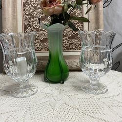 Pair Of Crystal Candle Holders 