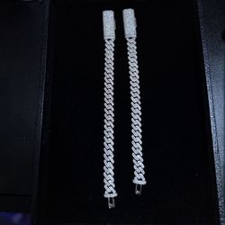 10mm 925 Silver Vvs Moissanite Cuban Bracelets 