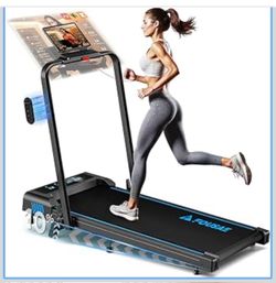 Treadmills for Home, App Compatible, 5 in 1 7.5MPH Foldable Treadmill with 10% Incline, 3.0HP Brushless Drive, 12 HIIT Programs, Full Screen LED Displ