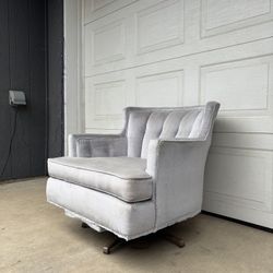 MCM Light Blue Tufted Swivel Rocking Armchair •FREE DELIVERY•