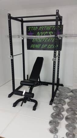 NEW POWER RACK SQUAT CAGE BENCH OLYMPIC WEIGHTS BAR AND ACCESSORIES