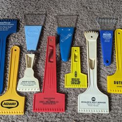 Vintage Plastic Advertising Ice Frost Scrapers lot of 10