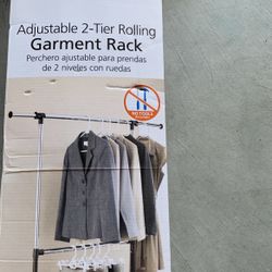 Mainstay Adjustable 2tier Rolling Garment Rack