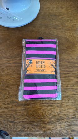 New Pink Black Ladies Tights Small Medium Striped