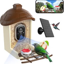 Bird Feeder with Camera, 2K HD Live Video, Smart Bird Cam Solar Powered with AI Birds Species Identification, Auto Capture Video, Instant Arrival Aler