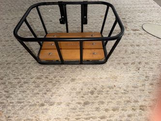 Bike Front Basket with Wood Slat Floor